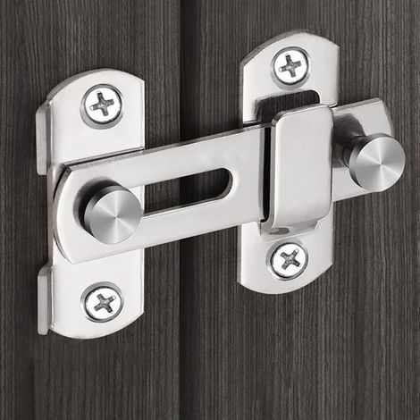 Verrou porte coulissante en acier inoxydable brossé – Loquet de sécurité pour portes et fenêtres – Installation facile avec vis fournies (1/5)