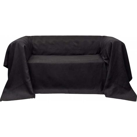 Housse de canapé extensible en micro-suède – Protection sofa ajustée, lavable en machine – Anthracite – 270 x 350 cm (1/2)