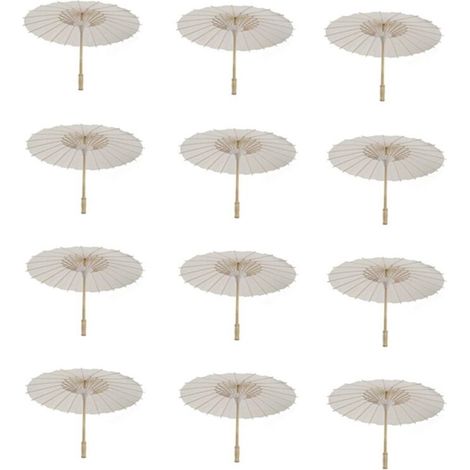 Lot de 12 parasols en papier blancs diamètre 60 cm pour décoration de plage fêtes prénatales mariages et loisirs créatifs (1/5)