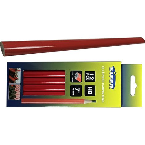 Lápiz carpintero Sifer, blister de 12 piezas