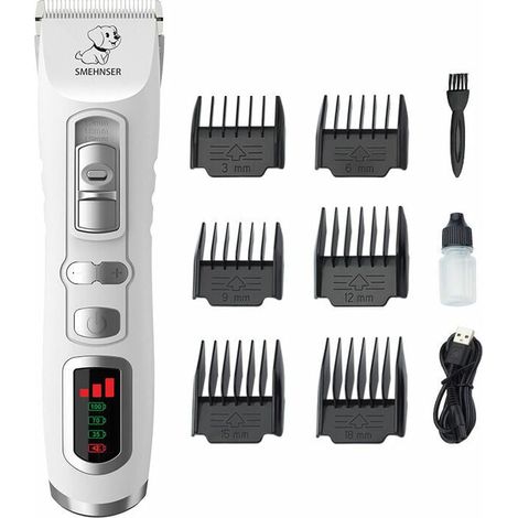 VURAHOME - Tondeuse professionnelle pour chien avec écran LCD Tondeuse pour chien à poils longs et épais sans fil pour chien et chat Kit de toilettage pour chien Lame en céramique détachable 4 heures (1/5)
