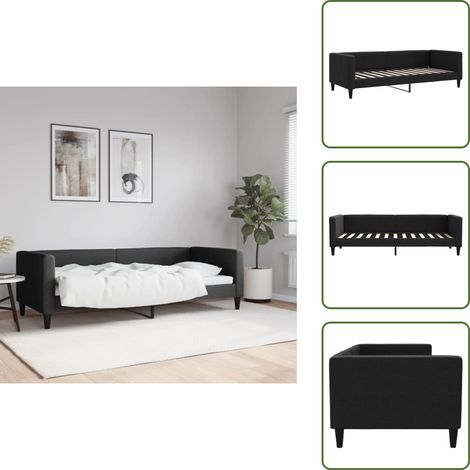 Letto da giorno 2 in 1 - vidaXL Letto da Giorno Nero 80x200 cm in Tessuto - Letto da giorno nero