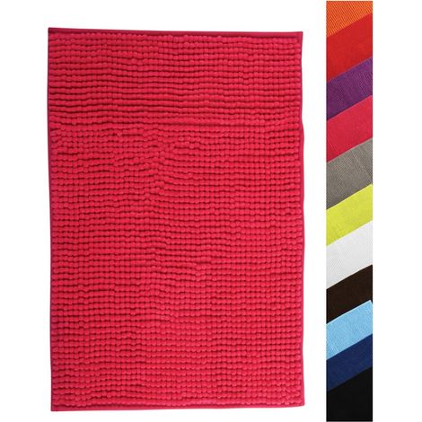 1 Tapis De Bain Microfibre Chenille 60x90 Cm Anti-dérapant Lavable Machine Rose Fuschia Salle De Bain (1/5)