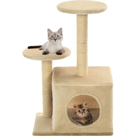Tiragraffi per gatti in nicchia peluche in sisal 60 cm beige 3702097