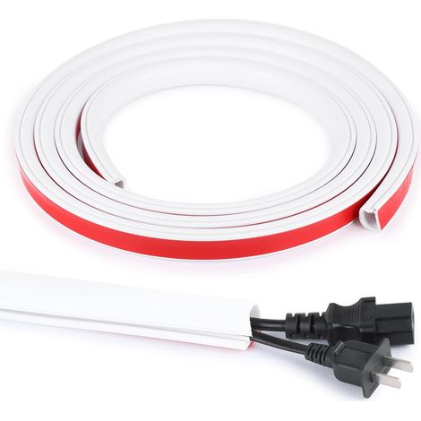 Goulotte de câbles autocollante Flexible Semi-Circulaire en Silicone pour Cacher 2 à 3 câbles, 1 m, Blanche, 26 x 18 mm (1/5)