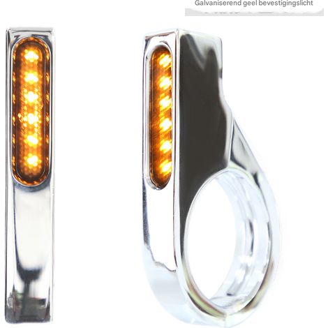 Apto para motocicletas, luz intermitente de horquilla delantera de 41 mm, de aleación de aluminio, luz amarilla, 12 V (1/5)
