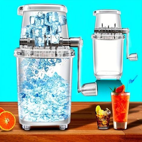 BelleRise – Tragbarer, manueller Eiscrusher, multifunktionale Eisreibe aus Kunststoff, transparentes Design für den Heimgebrauch (1/5)