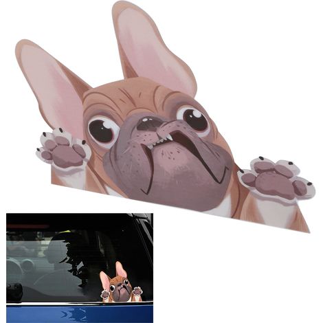 Autocollants mignons et amusants représentant des chiots de dessin animé pour la personnalisation de carrosserie de voiture, autocollants en vinyle marron pour vitres (1/5)