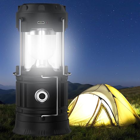 Lanterne de camping portable à LED-Lanterne solaire rechargeable par USB ultra lumineuse alimentée par batterie Lampe torche (1/5)