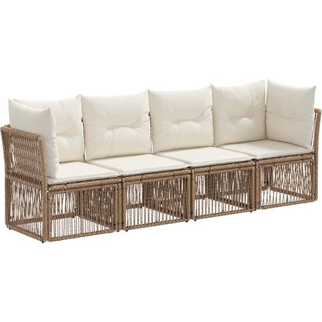 Gartensofa-set 4 pcs Beige Poly-Rattan vidaXL