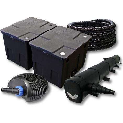 SunSun Komplettset: CBF-350B Teichfilter bis 60000 L Teichfilteranlage als Durchlauffilter, CTF-6000 SuperECO Teichpumpe 6000l/h 40W, CUV-272 Teichklärer UVC Klärer mit 72W, 25m Teichschlauch 25 mm (1/5)