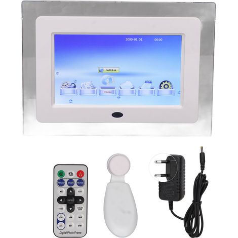 Cadre photo numérique à angle droit de 7 pouces, 800480, cadre photo cadeau, cadeau d'affaires, album photo électronique à alimentation directe, blanc, norme européenne. (1/5)