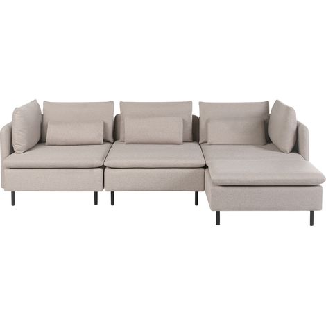 Sofá 3 plazas de tela asiento moderno izquierdo sala de estar beige Lemvig