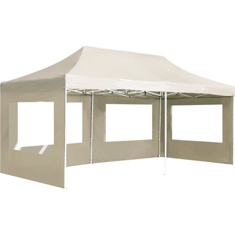 Tente de réception pliable avec parois Aluminium 6 x 3 m Crème