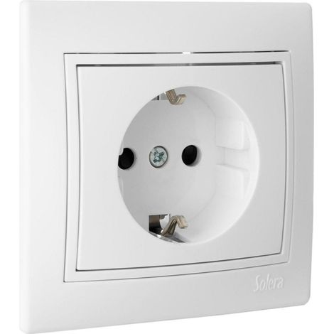 Base prise 2P+TT avec obturateur 16A 250V blanc
