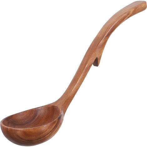 Louche En Acacia - Tête Large Incurvée Antiadhésive - Pour Sauces Et Plats Épais - 28 Cm (1/5)