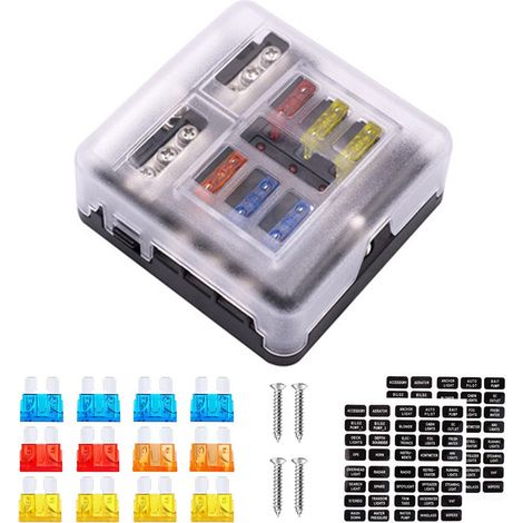 Boîte à fusibles, porte-fusibles, bloc de fusibles ATO/ATC pour voiture avec indicateur LED et couvercle de protection étanche à l'humidité pour automobile, camion, bateau, camping-car, fourgonnette