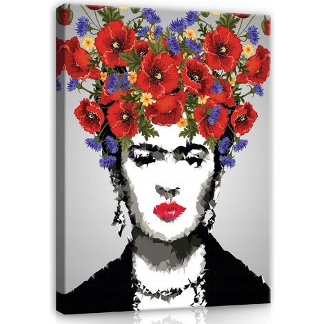 tableau frida kahlo pour salon fleurs grand 120x80 (1/3)