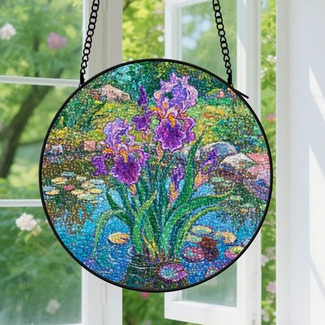 Suspension en vitrail - Attrape-soleil artistique unique pour fenêtre, décoration intérieure colorée, cadeau Anniversaire pour femme, homme, tante 16 cm (1/5)