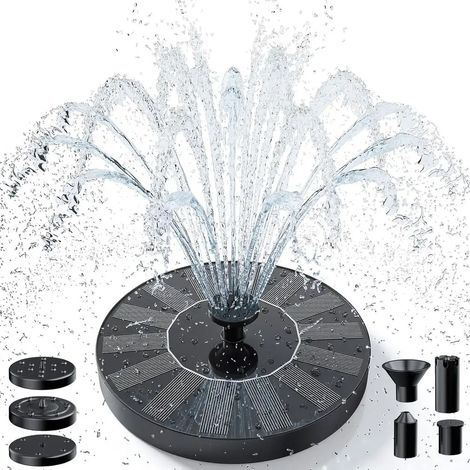 Fontaine à eau solaire de 1,4 W avec 4 jets d'eau variés, idéale pour les bassins, étangs, jardins, aquariums, etc. (1/5)