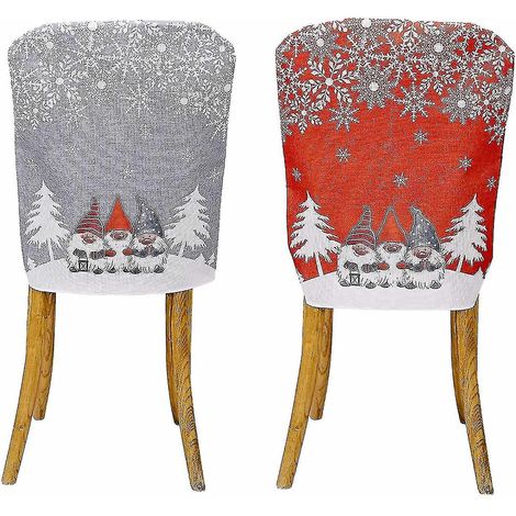 Housse de chaise de Noël Bjxy, lot de 2 housses de chaise de Noël Père Noël (1/5)