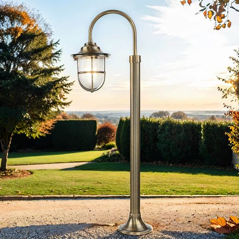 Stehleuchte außen Terrasse Garten IP54 E27 62 cm Glas Messing Maritim
