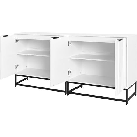 Sideboard mit 2 Tueren, Wellenfront und Metallgriffen fuer Wohnzimmer, Flur oder Esszimmer 160×40×80 cm (1/5)