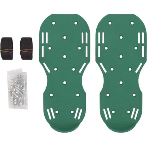 Aérateur de pelouse à semelles renforcées (2x), dents antirouille, réglables, pour une pelouse saine. (1/4)