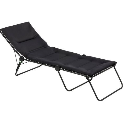 Lafuma Mobilier Lettino, Pieghevole, Schienale regolabile, Sistema di sospensione con lacci, Siesta L, Air Comfort, Colore: Acciaio, LFM2851-6135 (1/5)