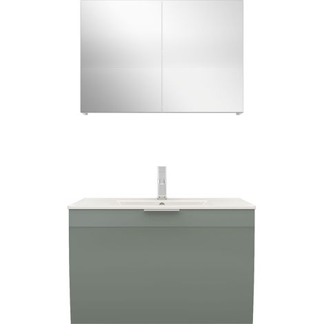 AcquaVapore Badmöbel Set Gently 1 V1 Weiß/Grau MDF Waschtisch 80cm ohne LED Beleuchtung (1/5)