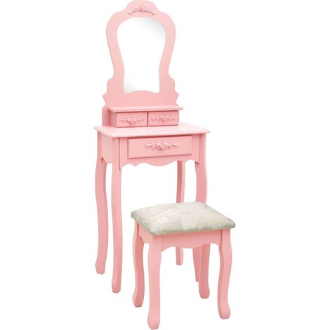 Ensemble de coiffeuse avec tabouret Rose 50x59x136 cm Paulownia