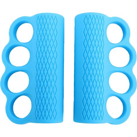 1 paire poignées de gym en silicone pour haltérophilie antidérapantes entraînement prise barre traction bleu ciel (1/5)