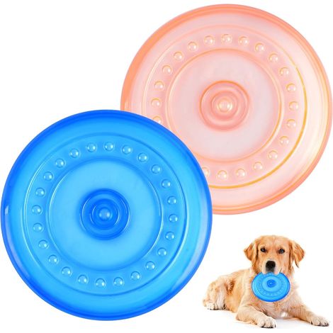 Lot de 2 Frisbees pour Chien 18,5 cm, Jouet de Lancer en Caoutchouc Naturel Flottant, Disque Interactif pour Entraînement et Jeu Extérieur (1/5)