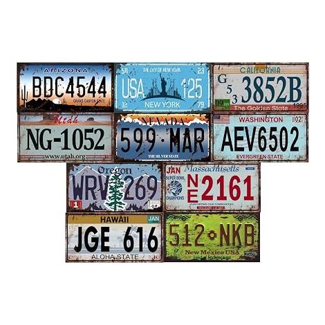 PLAQUES D' IMMATRICULATION de Voiture USA en métal - avec Effet Vieilli - (Old1+Old2) (1/5)