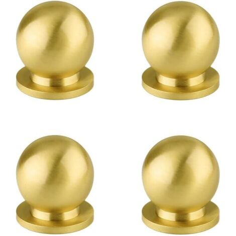 PA Set mit 4 runden Schrank- und Schubladenknöpfen aus antikem massivem Messing mit kleinem Griff, modern und minimalistisch (Gold) (1/5)