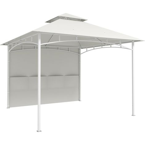 Gazebo da Giardino 3x3 m Tenda Laterale con Tasche Portaoggetti e Gancio a Soffitto in Metallo e Poliestere UPF30+ Bianco Crema (1/5)