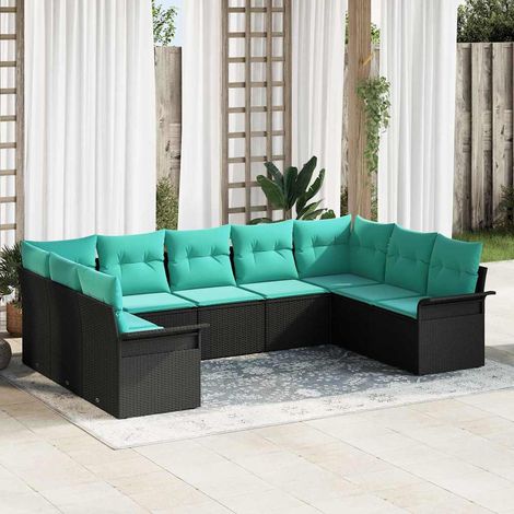 vidaXL Gartensofa-set mit Speicher 9 pcs Schwarz Poly-Rattan (1/5)