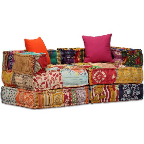 Pouf modulaire à 2 places Patchwork Tissu CNENE678163 (1/5)