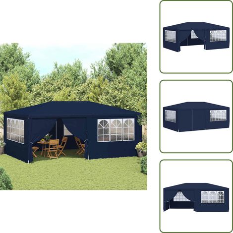 Profi-Partyzelt mit Seitenwänden 4×6 m Blau 90 g/m² - Partyzelt - Gartenpavillon - Outdoor-Zelt - Feierzelt - Grillplatzüberdachung (1/5)