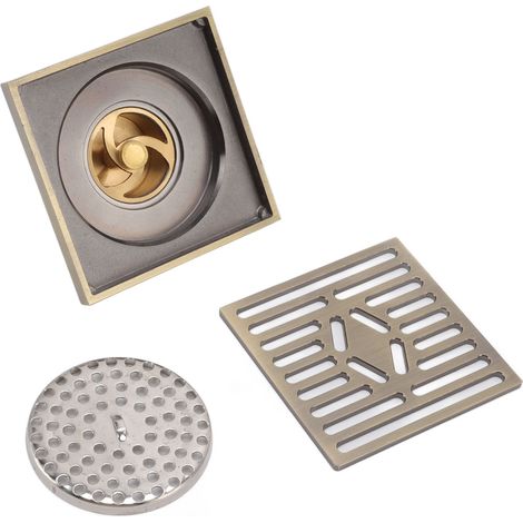 Siphon de sol antique en cuivre et acier inoxydable pour douche, cuisines et salles de bains (1/5)
