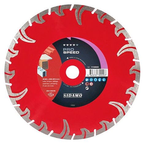Disque Diamant Pro Speed 230mm Coupe Rapide Tous Matériaux De Construction - Sidamo (1/4)