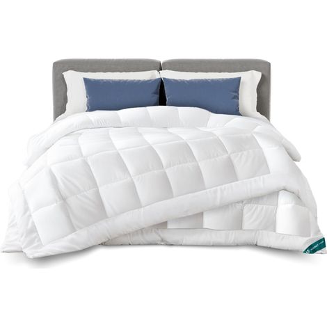 Couette 4 Saisons 200x200 cm 3 en 1 200g/m²+ 300g/m²= 500g/m² Couette Hiver en Microfibre Couverture Douce avec Rembourrage Moelleux Blanc (1/5)