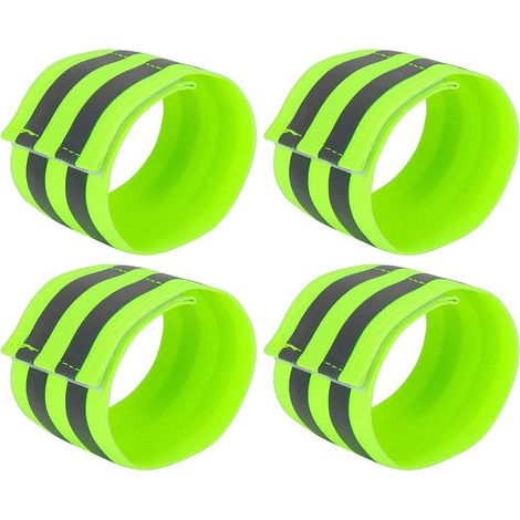 Bandes Réfléchissantes - Pour Bras Cheville Jambe Poignet - Haute Visibilité Environnement Sombre - Ajustable Unisexe - Lot De 4 (1/5)