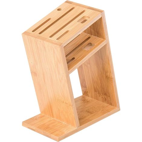 De Couteaux Cuisine Inclin En Bambou Naturel Porte couteaux (1/5)