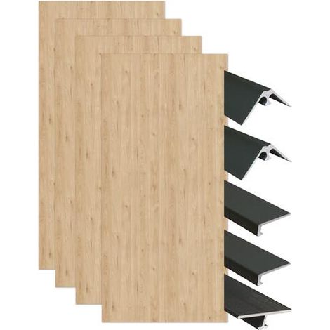 ONDEE - Kit instalación paneles murales nicho FLORA madera 200cm perfil negro (1/4)