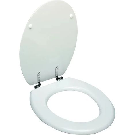Inca Sedile WC Universale in Legno MDF Bianco con Kit di Montaggio, Cerniere e Paracolpi Inclusi