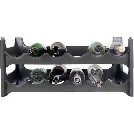 Cantinetta da 12 Bottiglie - In Plastica Componibile con misura 60x24x27 cm - Scaffale impilabile per vino, acqua, champagne - 2 Ripiani da 6 slot - G (1/5)