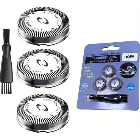 3 têtes de rasoir de rechange HQ56 pour Philips Norelco HQ3, HQ4, HQ55, HQ56, HQ6, tête de rasoir de rechange compatible avec HQ300, HQ442, HQ916, HS190, HQ6990…