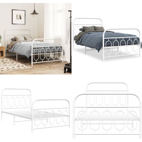 Cadre de lit métal sans matelas et pied de lit blanc 100x200 cm - Cadre De Lit - Lit Simple - Lit Metal - Lit Blanc - Meuble Chambre - Home & Living (1/5)
