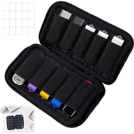 USB-Stick-Aufbewahrungshülle mit 10 Steckplätzen, schlankes Design aus Naturkautschuk (schwarz) (1/5)